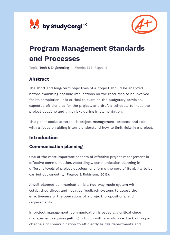 Program Management Standards and Processes. Page 1