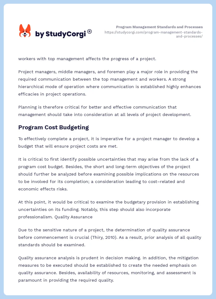 Program Management Standards and Processes. Page 2