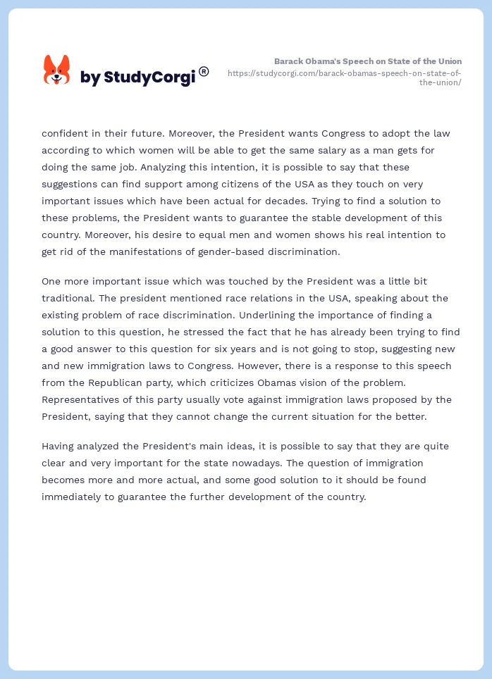 Barack Obama's Speech on State of the Union. Page 2