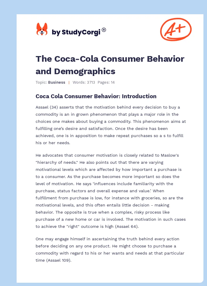 The Coca-Cola Consumer Behavior and Demographics. Page 1