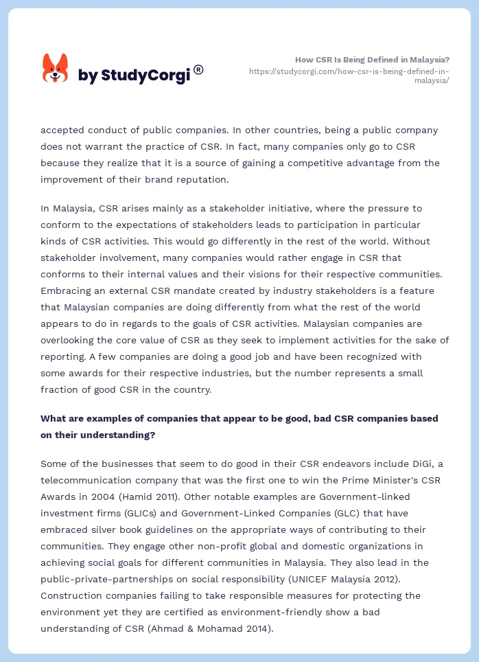 How CSR Is Being Defined in Malaysia?. Page 2
