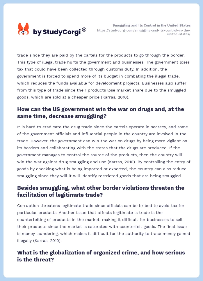 Smuggling and Its Control in the United States. Page 2