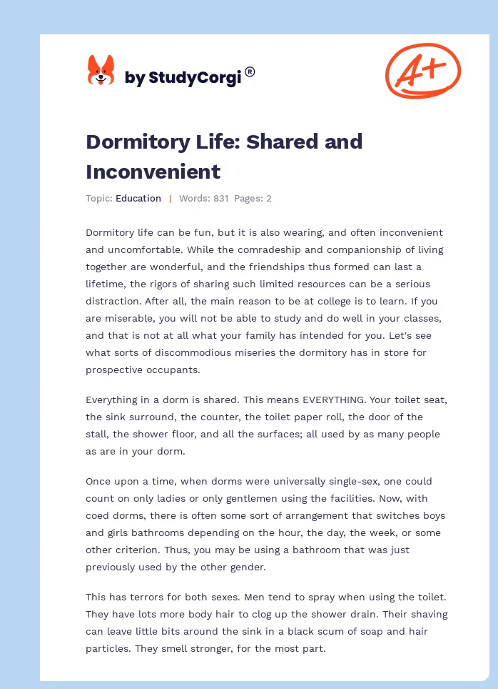 Dormitory Life: Shared and Inconvenient. Page 1