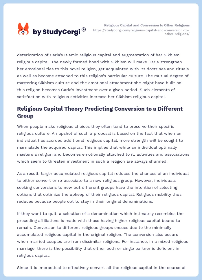 Religious Capital and Conversion to Other Religions. Page 2