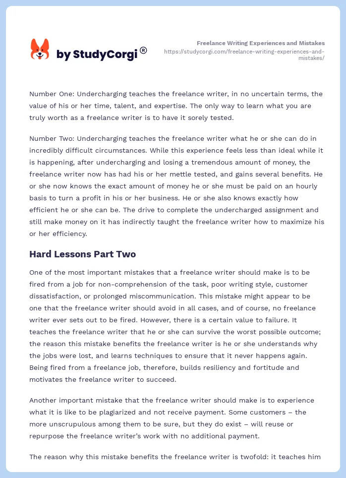 Freelance Writing Experiences and Mistakes. Page 2