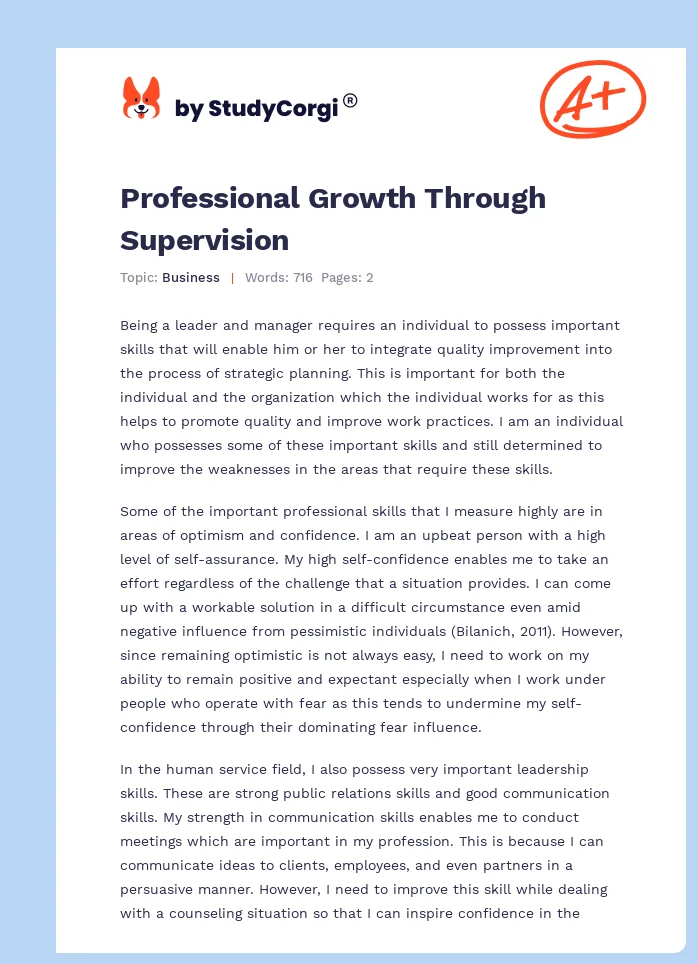 Professional Growth Through Supervision. Page 1