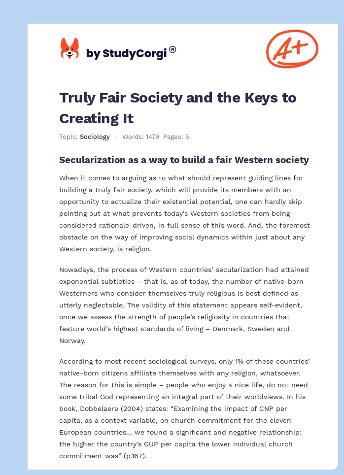 Truly Fair Society and the Keys to Creating It. Page 1