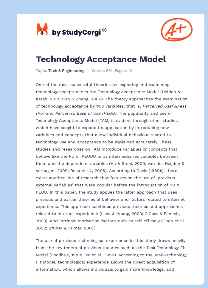 Technology Acceptance Model. Page 1