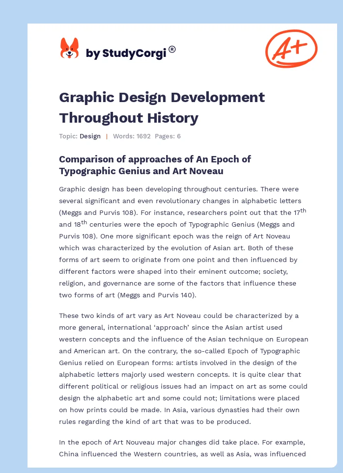 Graphic Design Development Throughout History. Page 1