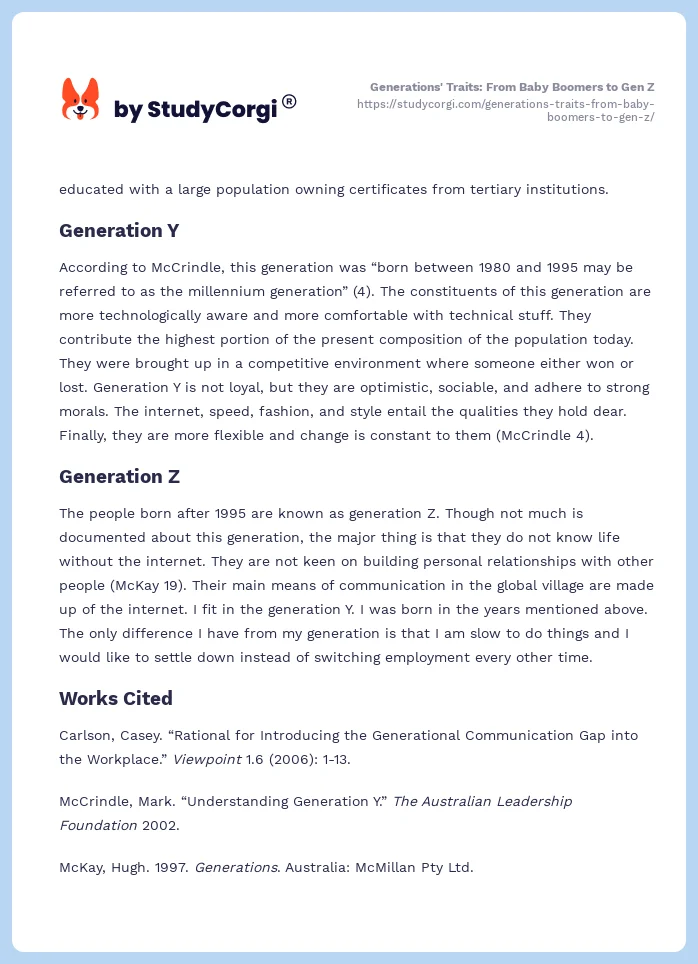 Generations' Traits: From Baby Boomers to Gen Z. Page 2