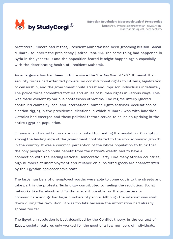 Egyptian Revolution: Macrosociological Perspective. Page 2