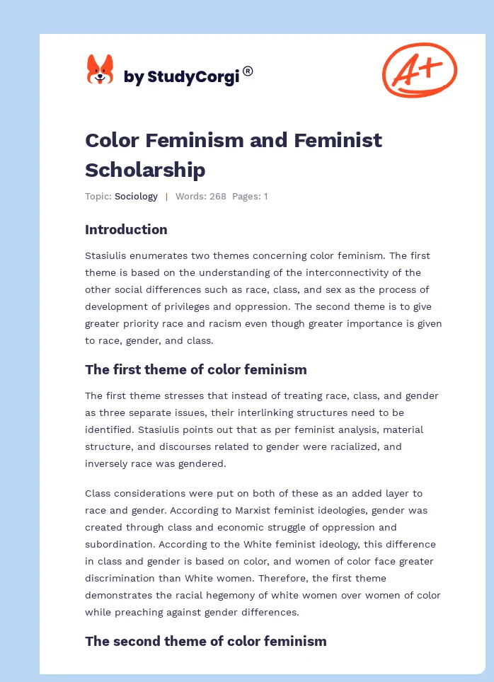 Color Feminism and Feminist Scholarship. Page 1