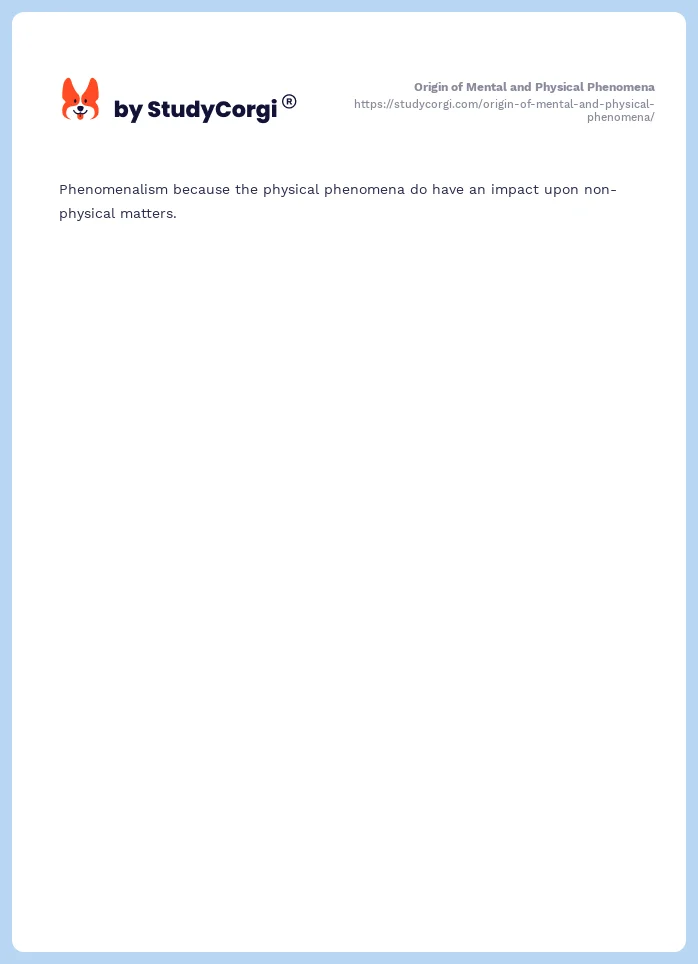 Origin of Mental and Physical Phenomena. Page 2