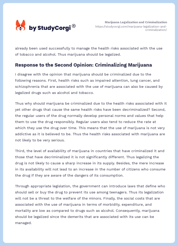 Marijuana Legalization and Criminalization. Page 2