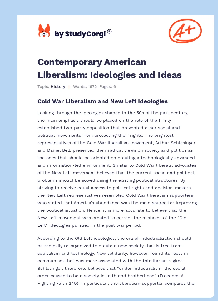 Contemporary American Liberalism: Ideologies and Ideas. Page 1