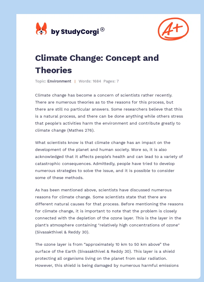 Climate Change: Concept and Theories. Page 1