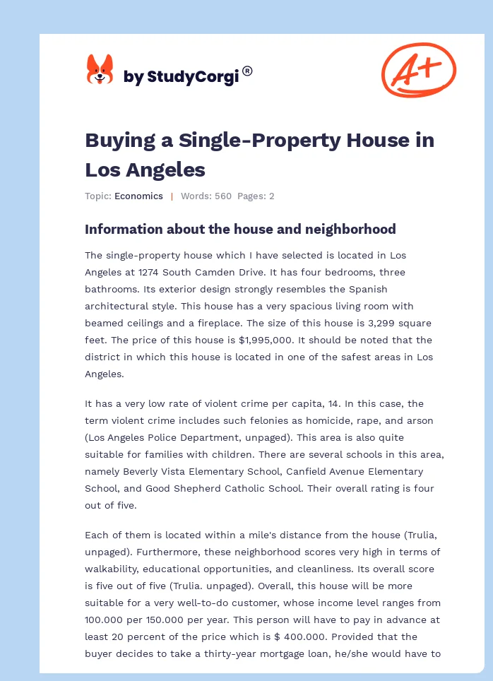 Buying a Single-Property House in Los Angeles. Page 1