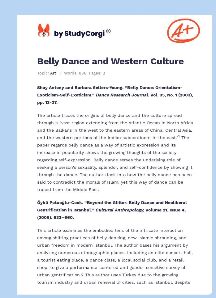 Belly Dance and Western Culture. Page 1