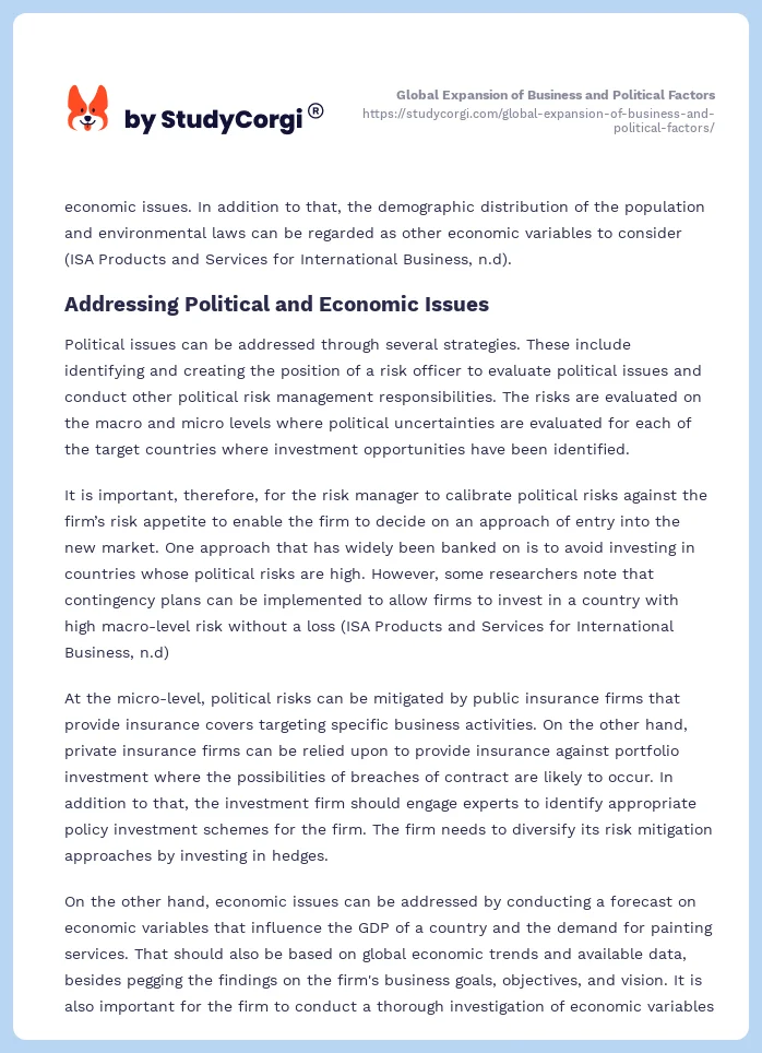 Global Expansion of Business and Political Factors. Page 2