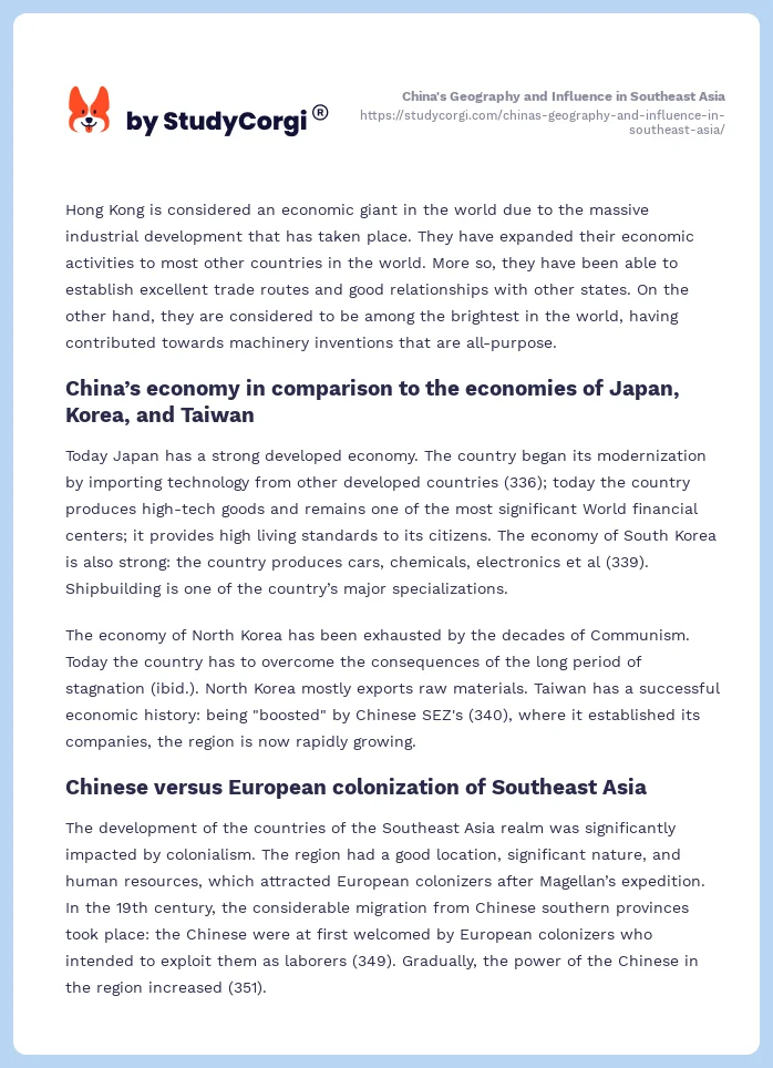 China's Geography and Influence in Southeast Asia. Page 2
