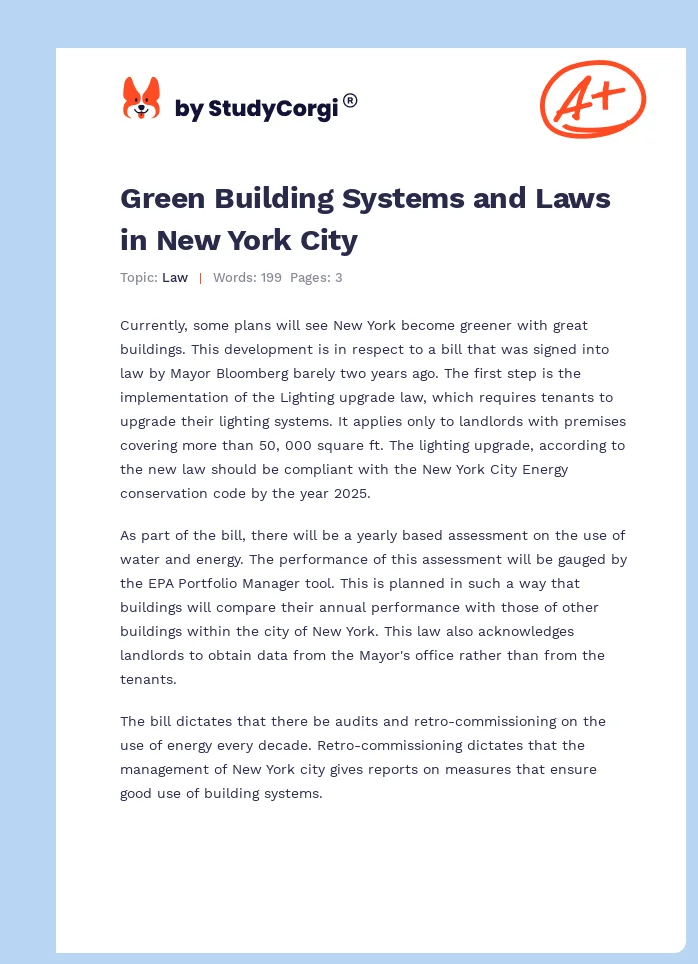 Green Building Systems and Laws in New York City. Page 1