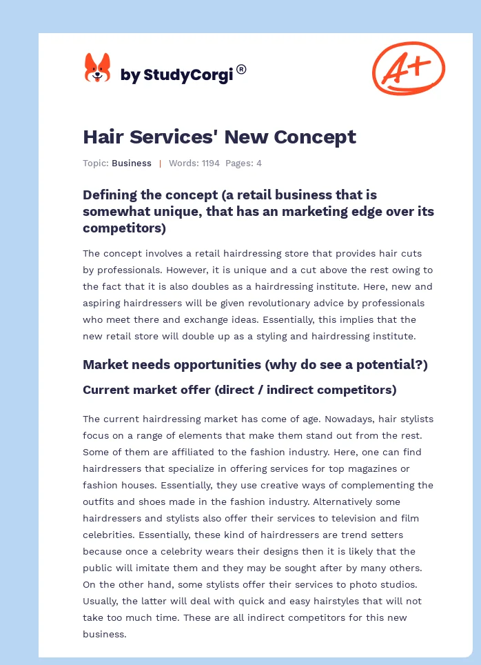 Hair Services' New Concept. Page 1