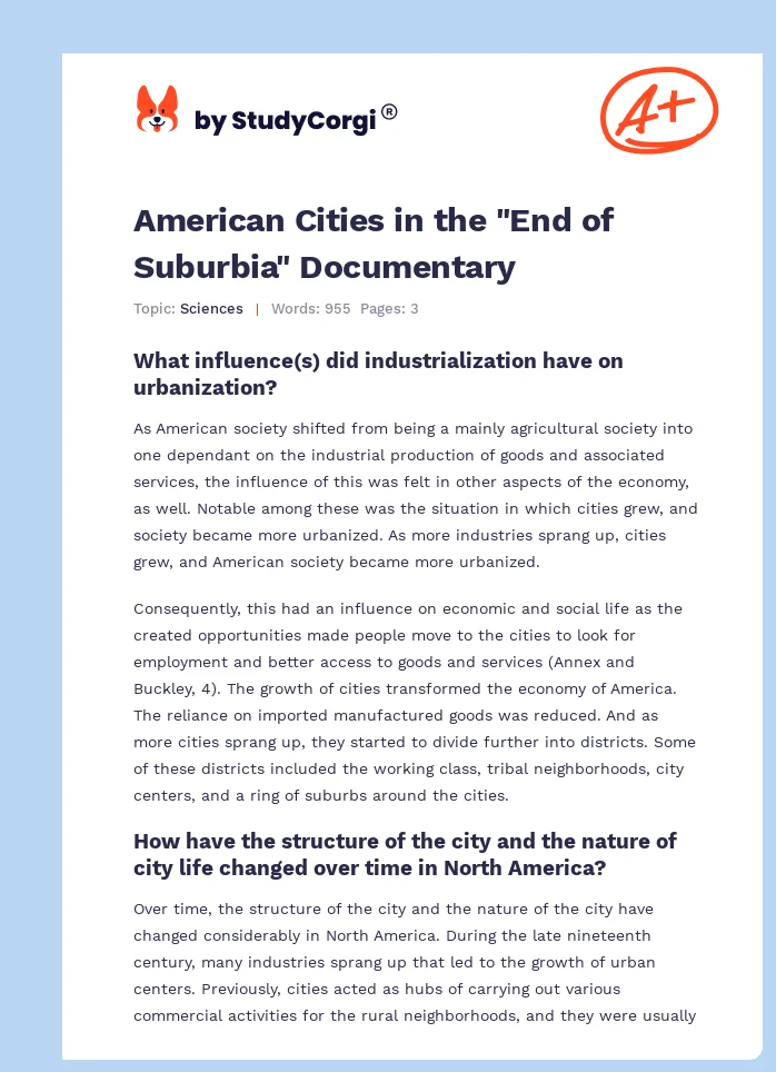 American Cities in the "End of Suburbia" Documentary. Page 1