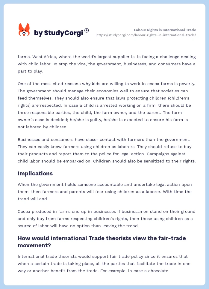 Labour Rights in International Trade. Page 2