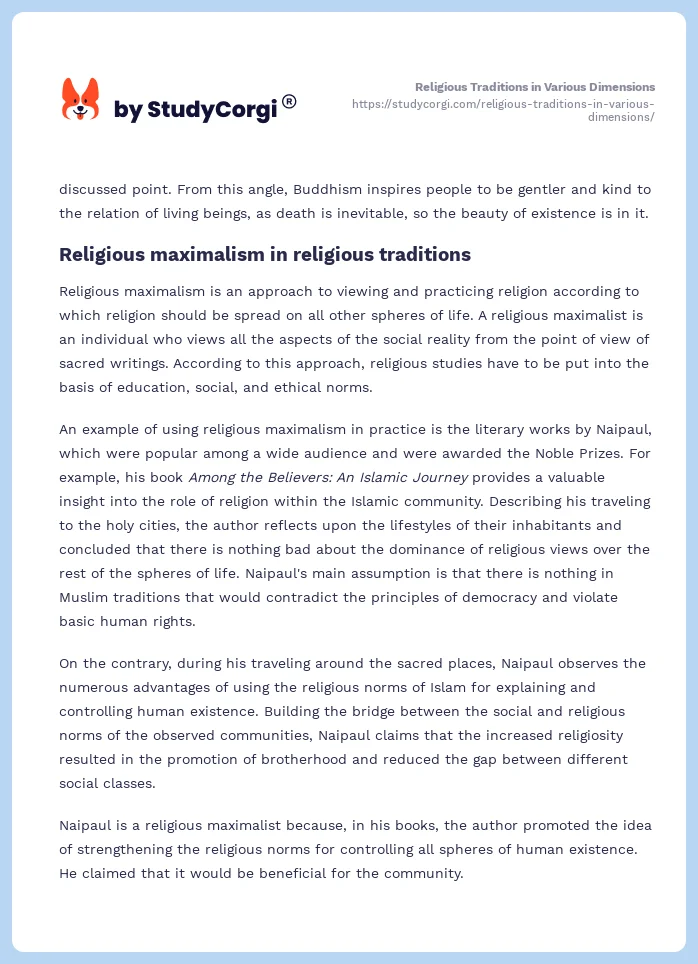 Religious Traditions in Various Dimensions. Page 2