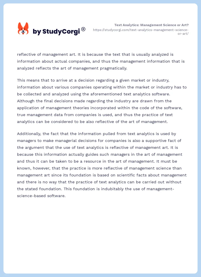 Text Analytics: Management Science or Art?. Page 2