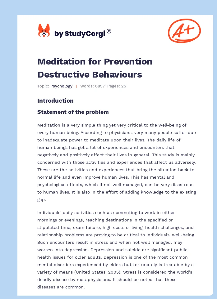Meditation for Prevention Destructive Behaviours. Page 1