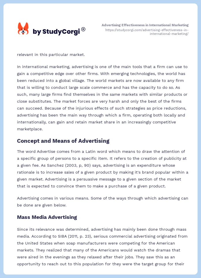 Advertising Effectiveness in International Marketing. Page 2