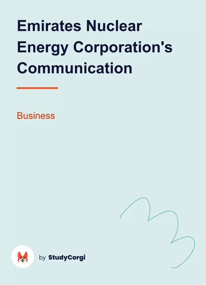 Emirates Nuclear Energy Corporation's Communication. Page 1
