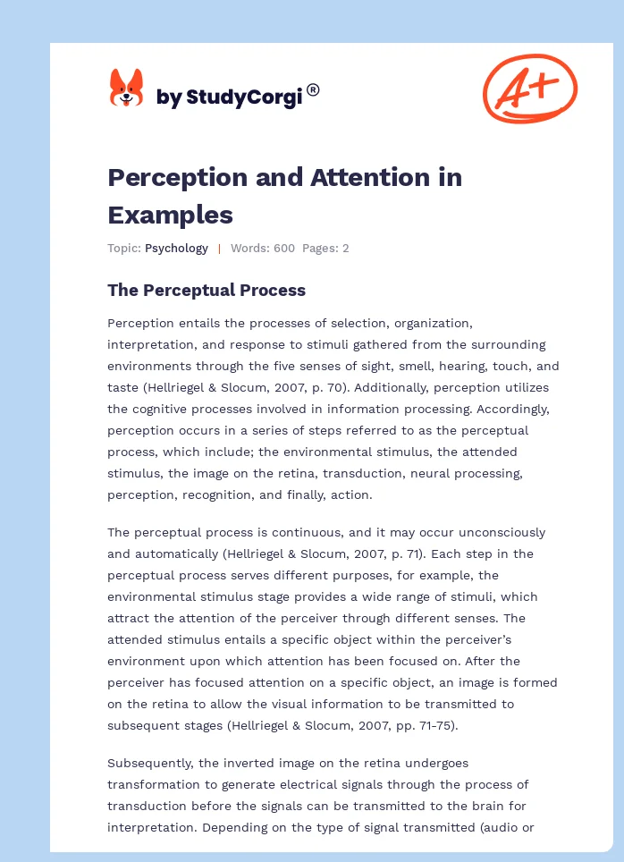 Perception and Attention in Examples. Page 1