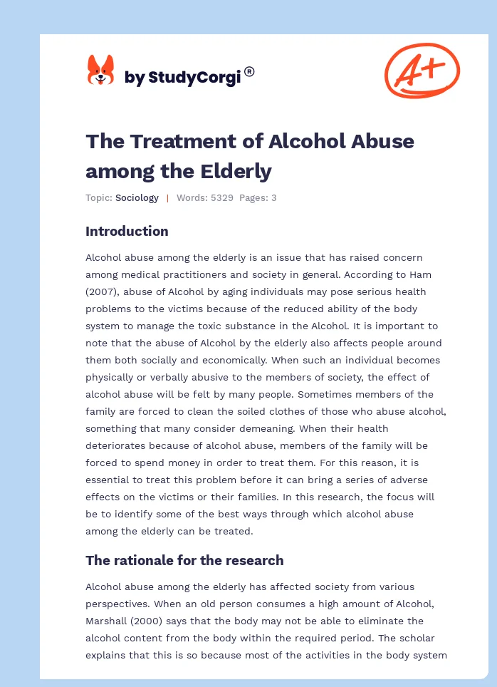The Treatment of Alcohol Abuse among the Elderly. Page 1