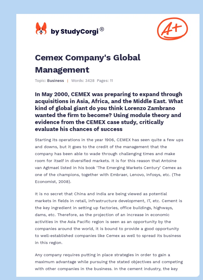Cemex Company's Global Management. Page 1
