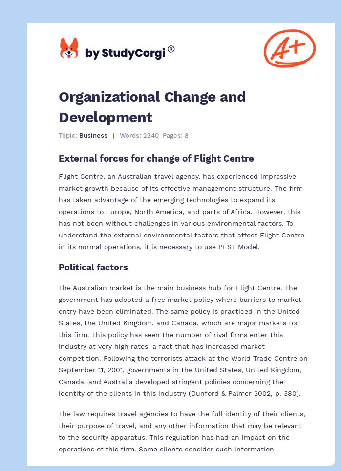 Organizational Change and Development. Page 1
