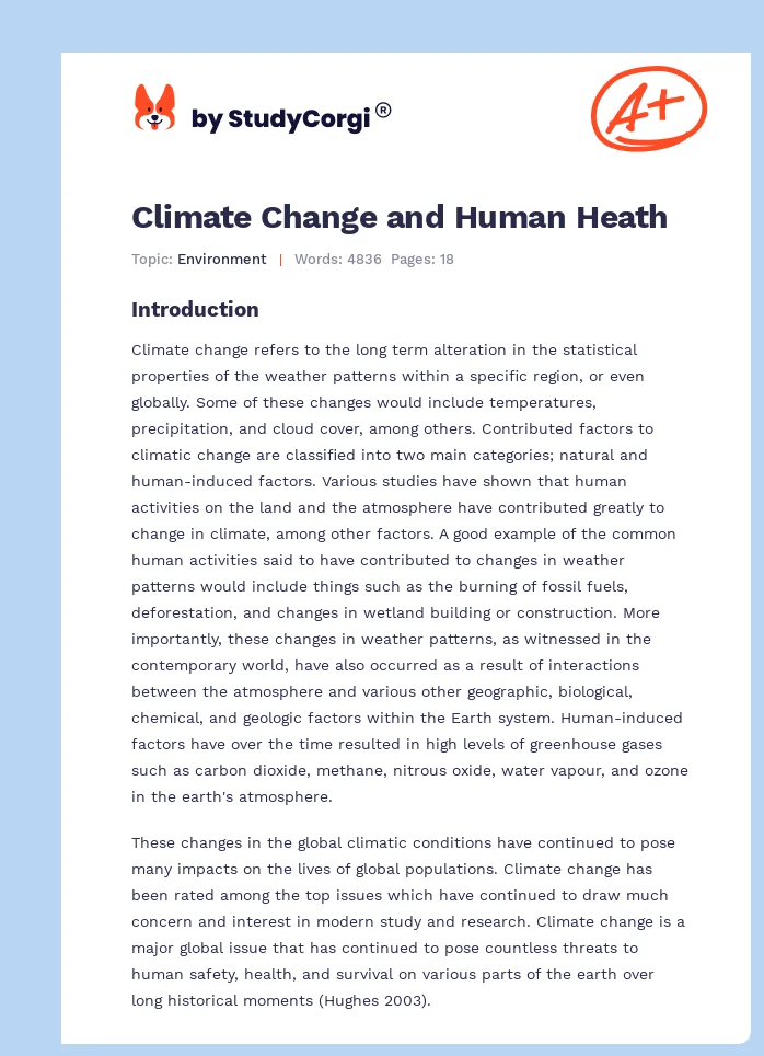 Climate Change and Human Heath. Page 1