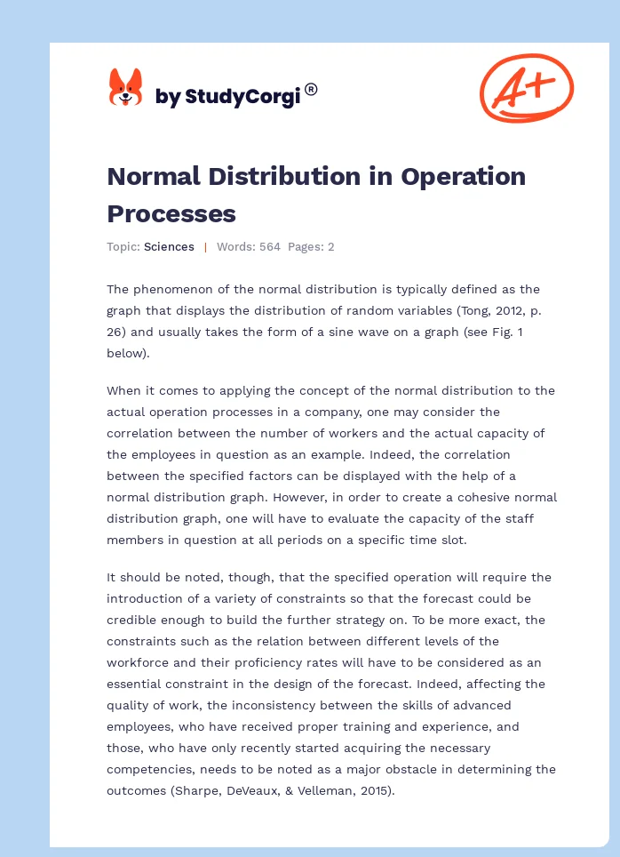 Normal Distribution in Operation Processes. Page 1