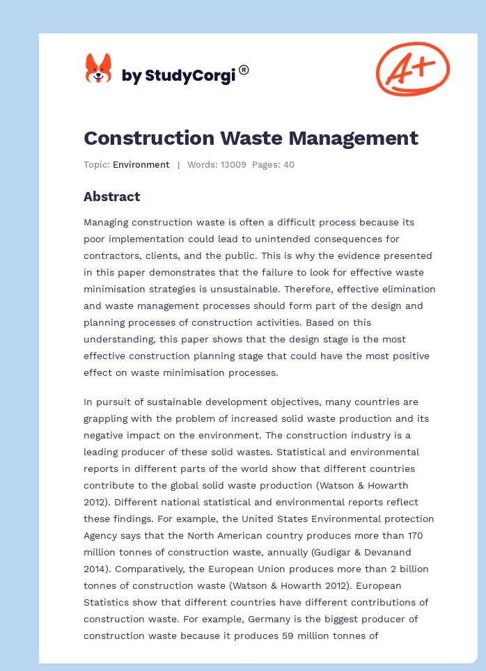 Construction Waste Management. Page 1