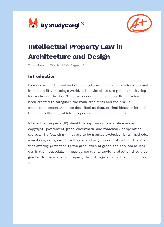 Intellectual Property Law in Architecture and Design. Page 1