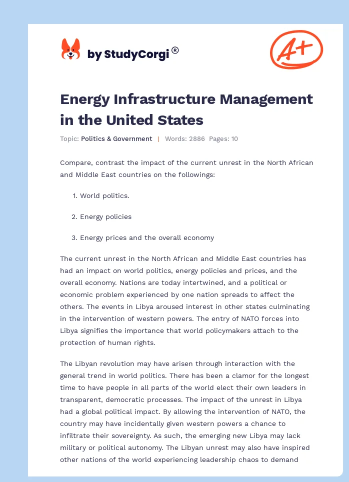 Energy Infrastructure Management in the United States. Page 1