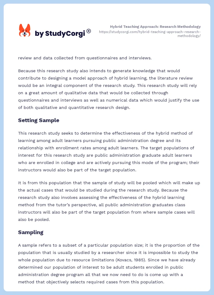 Hybrid Teaching Approach: Research Methodology. Page 2