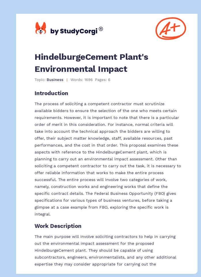 HindelburgeCement Plant's Environmental Impact. Page 1