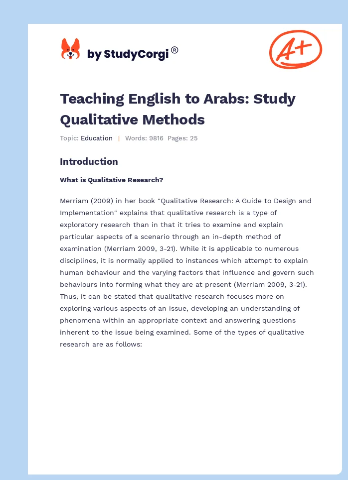 Teaching English to Arabs: Study Qualitative Methods. Page 1