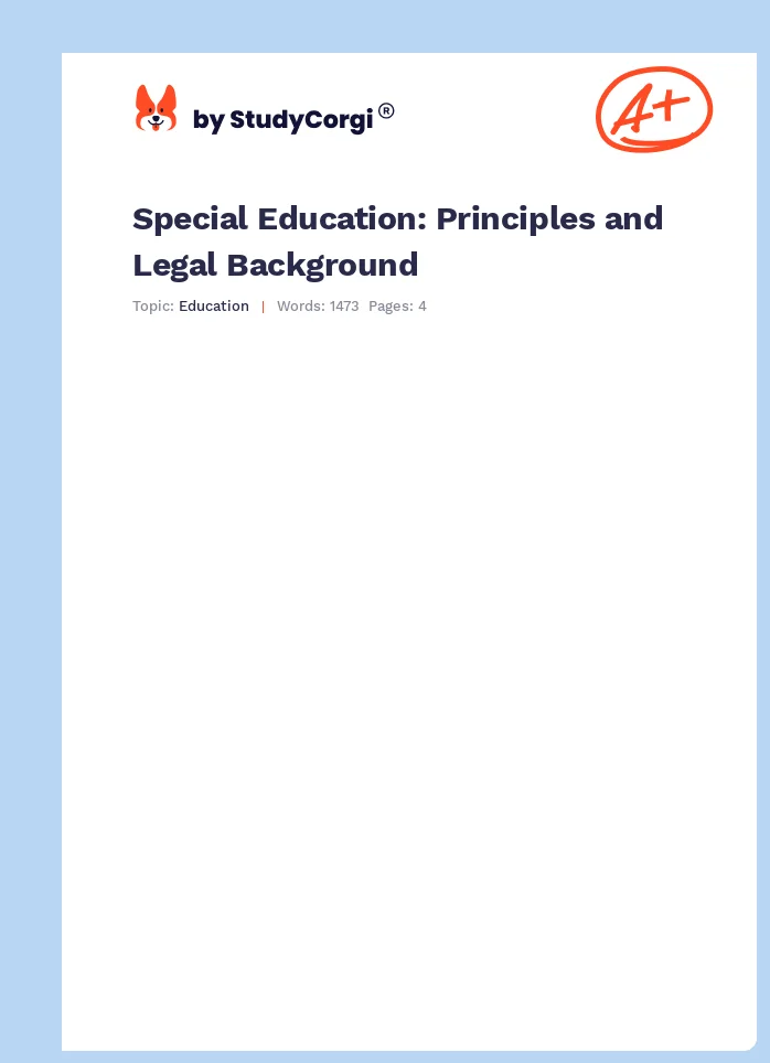 Special Education: Principles and Legal Background. Page 1