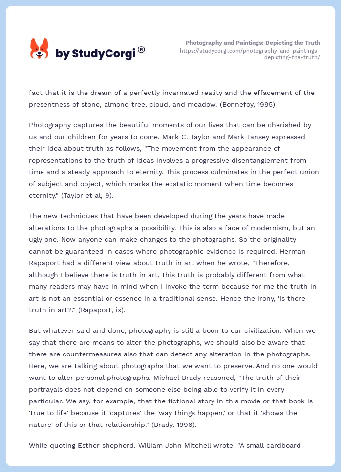 Photography and Paintings: Depicting the Truth. Page 2