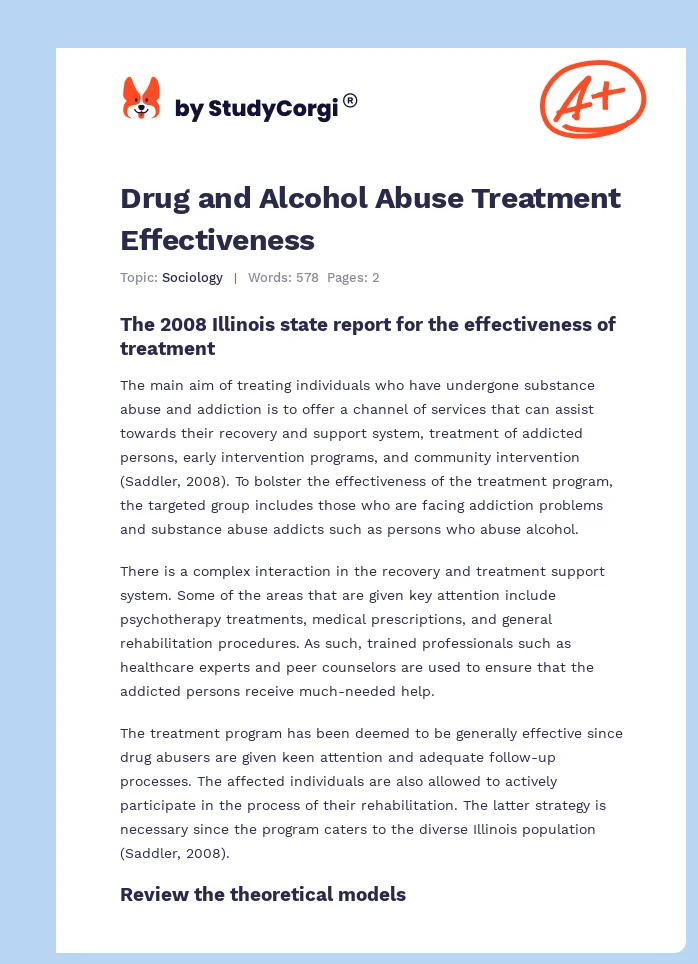 Drug and Alcohol Abuse Treatment Effectiveness. Page 1