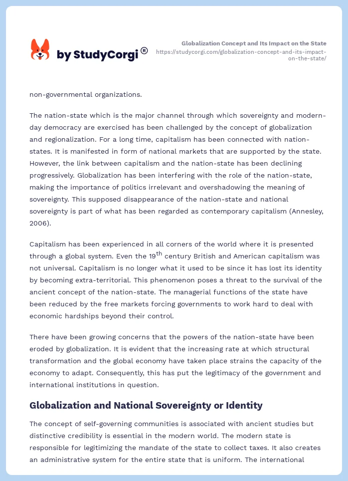 Globalization Concept and Its Impact on the State. Page 2