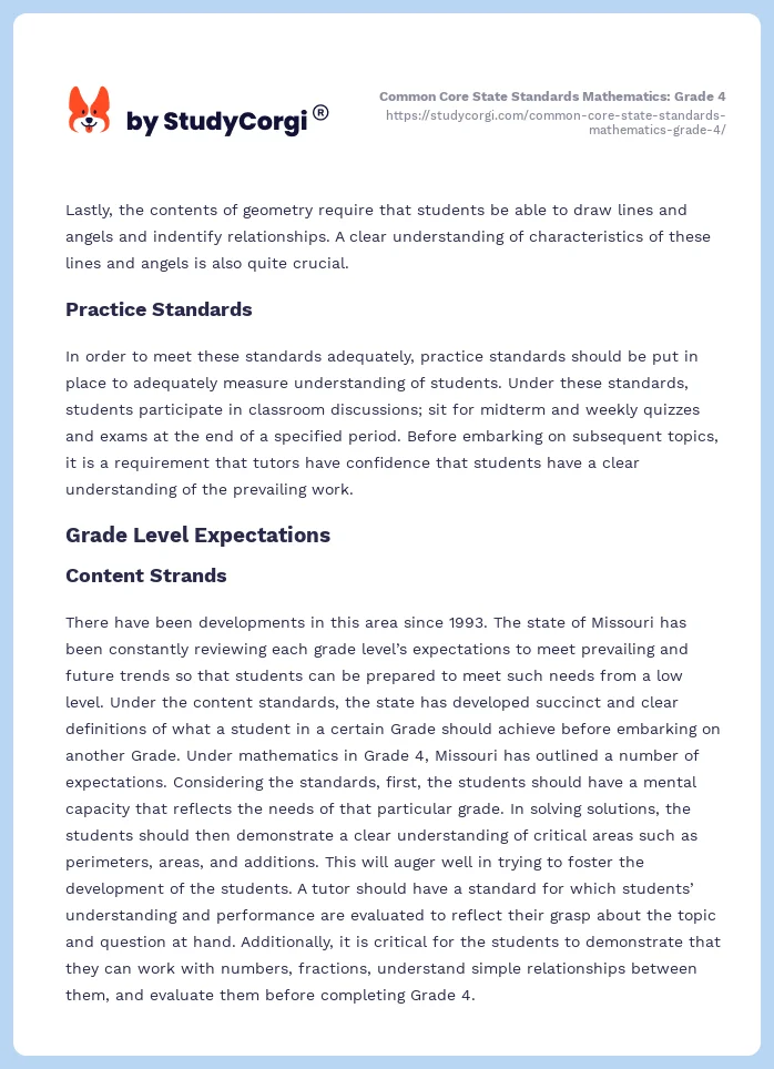 Common Core State Standards Mathematics: Grade 4. Page 2